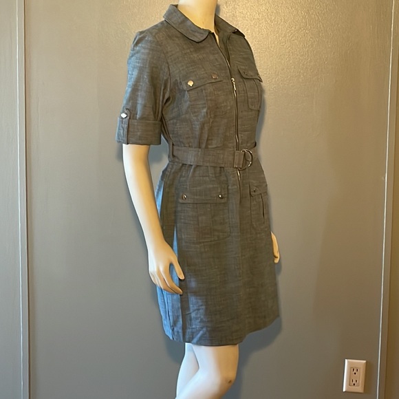 Sharagano, roll up sleeve, denim dress. - Picture 4 of 10